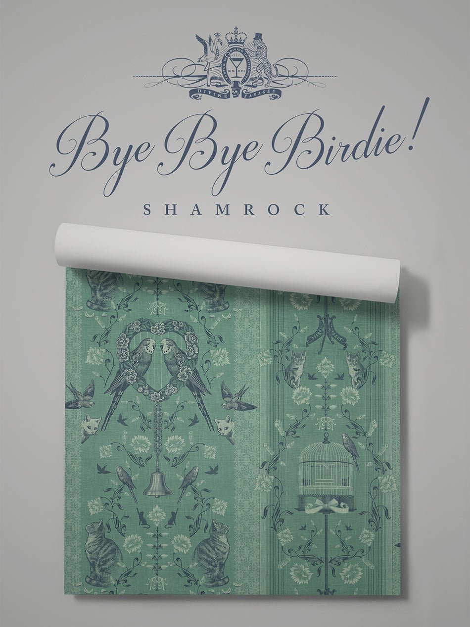Bye Bye Birdie! Wallpaper - Shamrock - Divine Savages - DVS117-BIRDIE-SHAMR-WR - Premier Wallcovering