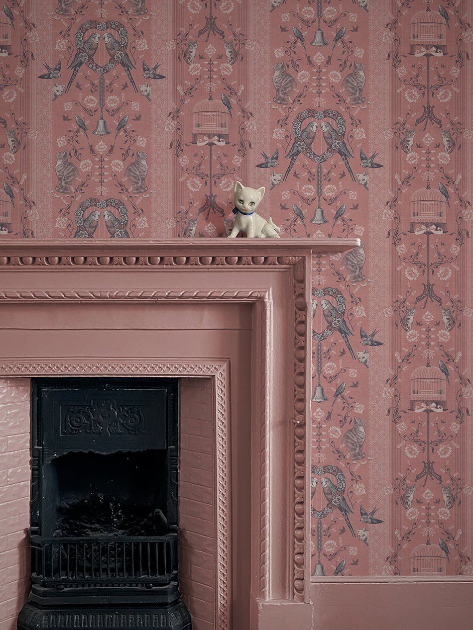Bye Bye Birdie! Wallpaper - Petticoat Pink - Divine Savages - DVS116-BIRDIE-PTPINK-WR - Premier Wallcovering