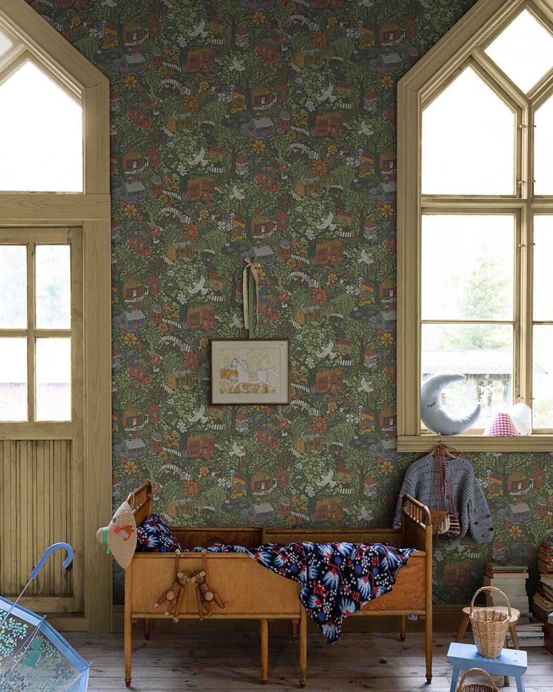 Bygga Bo Wallpaper - Dark Green - Midbec - 63003 - Premier Wallcovering