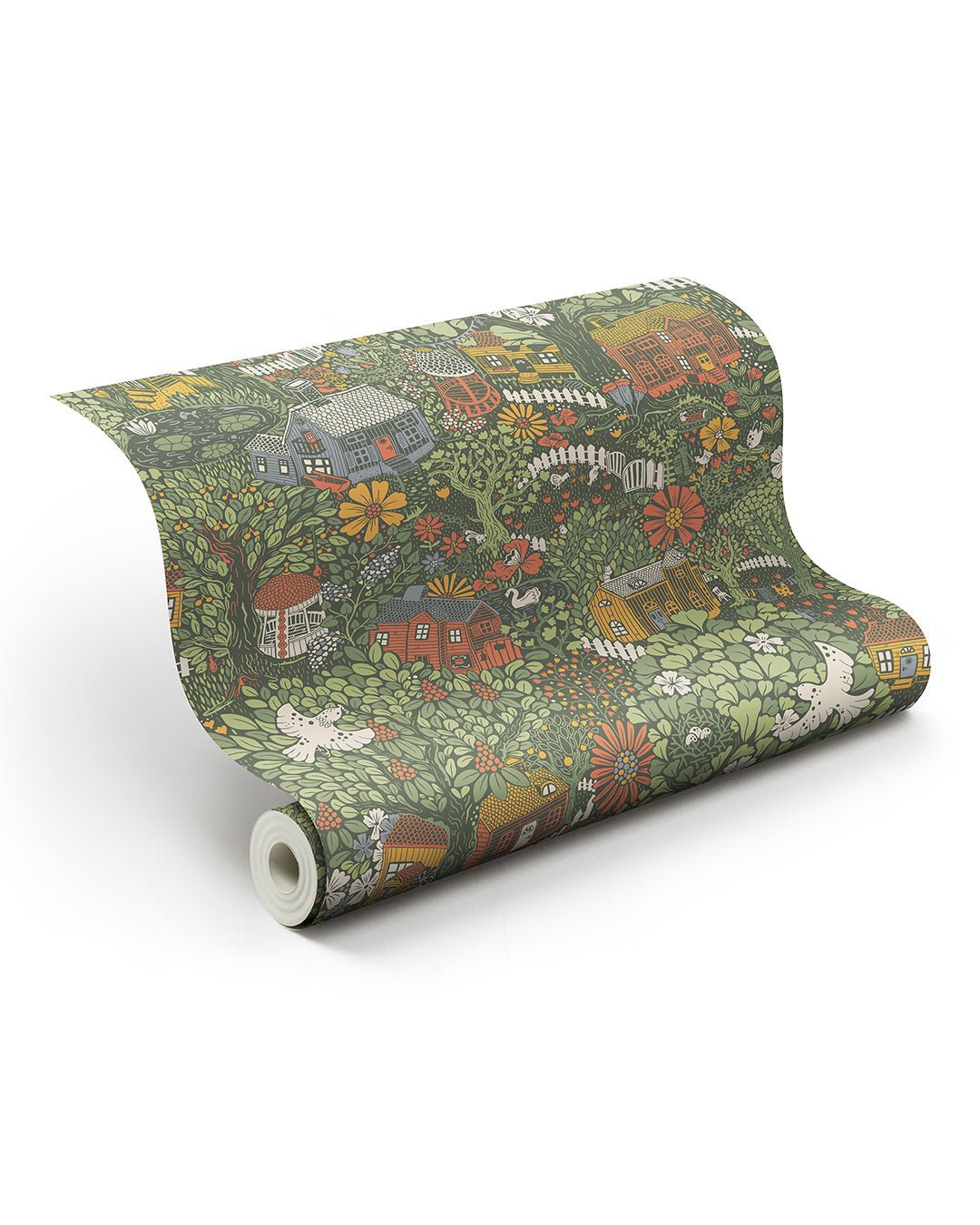 Bygga Bo Wallpaper - Dark Green - Midbec - 63003 - Premier Wallcovering