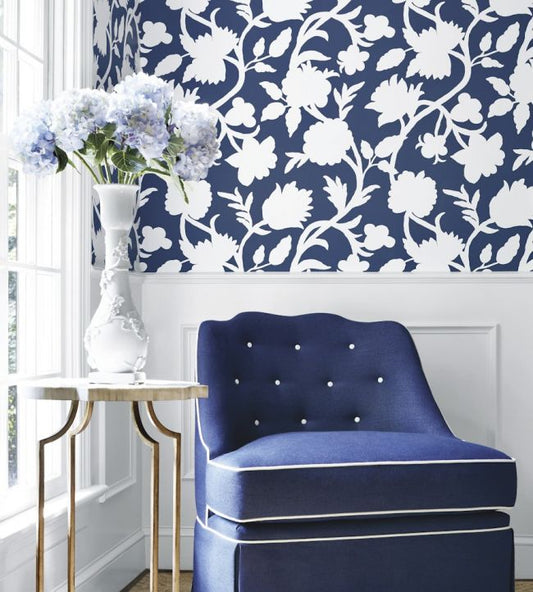 Cabrera Wallpaper - Navy - Thibaut - T35141 - Premier Wallcovering