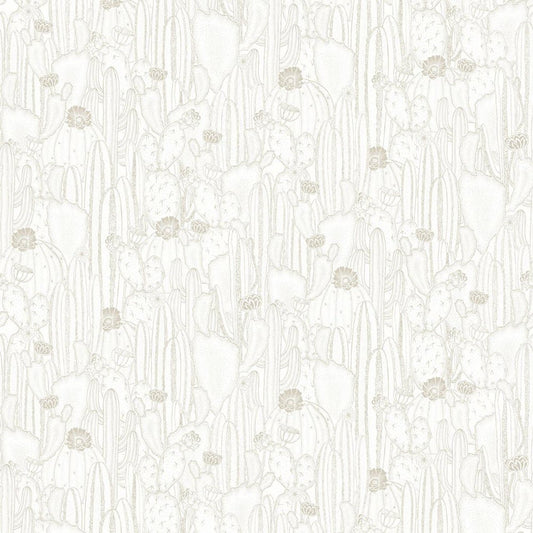 Cactaceae Botanica Wallpaper - Blanc Taupe - Casadeco - 85920298 - Premier Wallcovering