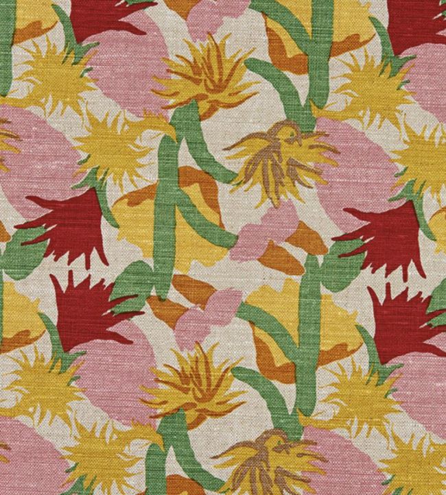 Cactus Flower Fabric - Ruby - Christopher Farr Cloth - CF611 - 05 - Premier Wallcovering