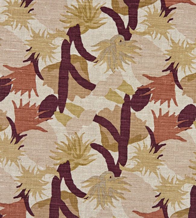 Cactus Flower Fabric - Wine - Christopher Farr Cloth - CF611 - 04 - Premier Wallcovering