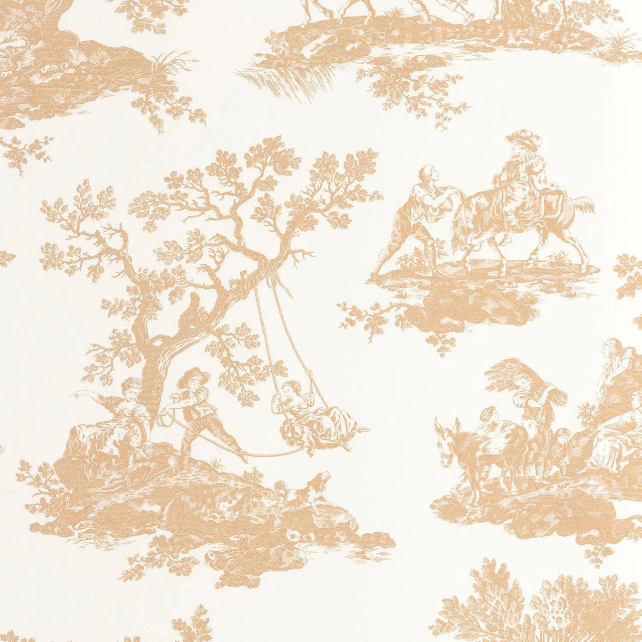 Cadence Les Belles Toiles De Jouy Wallpaper - Camel - Casadeco - 201691313 - Premier Wallcovering