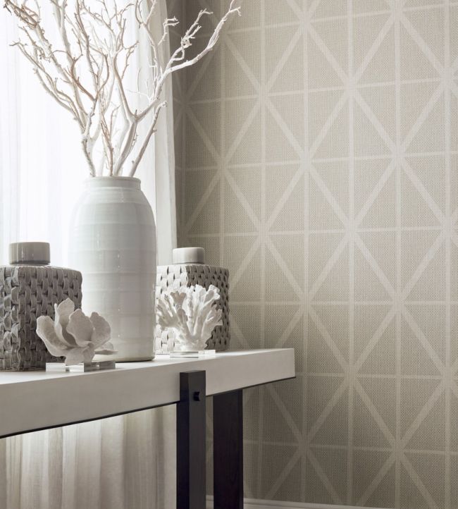 Cafe Weave Trellis Wallpaper - Putty - Thibaut - T359 - Premier Wallcovering