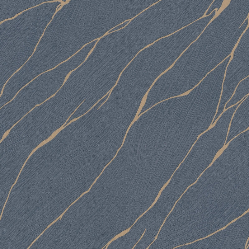 Calore Cracked Lines Metallic Wallpaper - Blue/Gold - Erismann - 10440 - 08 - Premier Wallcovering