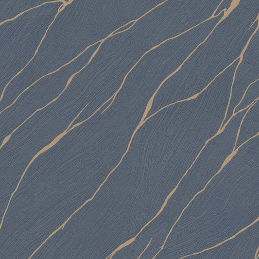 Calore Cracked Lines Metallic Wallpaper - Blue/Gold - Erismann - 10440 - 08 - Premier Wallcovering