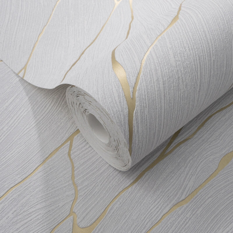 Calore Cracked Lines Metallic Wallpaper - White/Gold - Erismann - 10440 - 31 - Premier Wallcovering