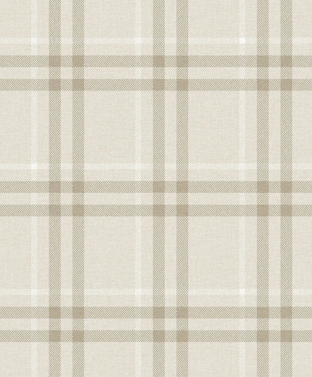 Calverlay Plaid Wallpaper - French Vanilla - NextWall - NW58203 - Premier Wallcovering
