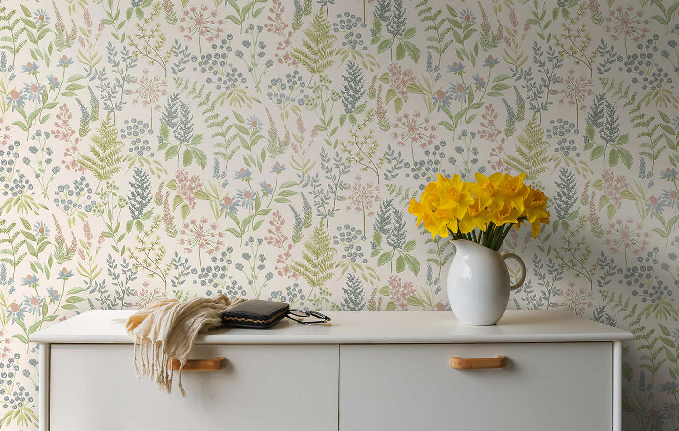 Calvert Meadows Wallpaper - Pink / Cream - Holden Décor - 91681 - Premier Wallcovering