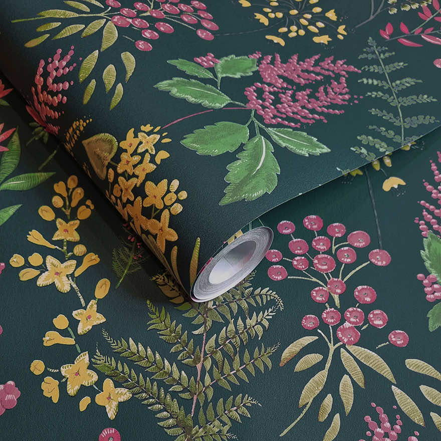 Calvert Meadows Wallpaper - Teal / Pink - Holden Décor - 91683 - Premier Wallcovering