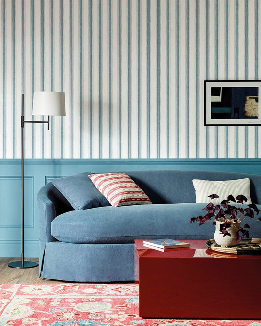 Camber Stripe Wallpaper - Blue - J199W - 01 - Jane Churchill - Premier Wallcovering