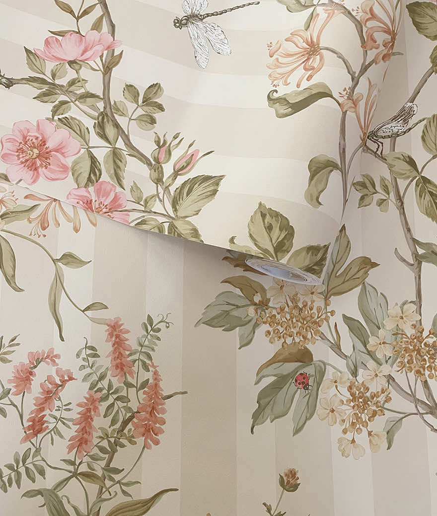 Camberley Wallpaper - Cream / Coral - Holden Décor - 91932 - Premier Wallcovering