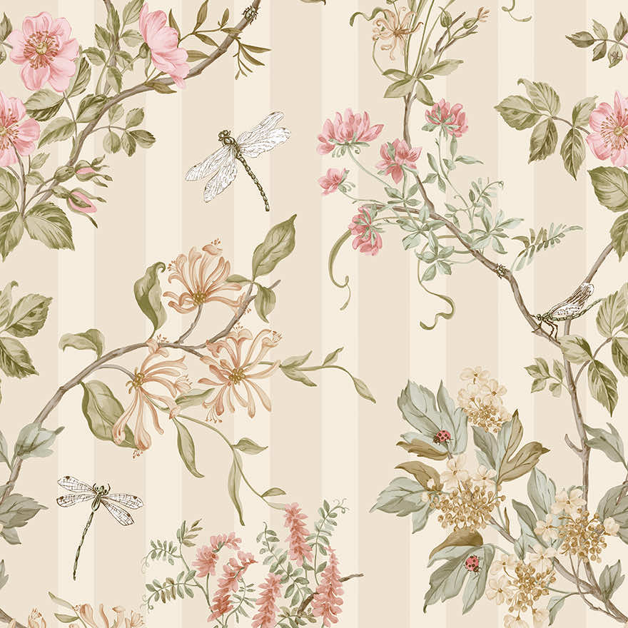Camberley Wallpaper - Cream / Coral - Holden Décor - 91932 - Premier Wallcovering