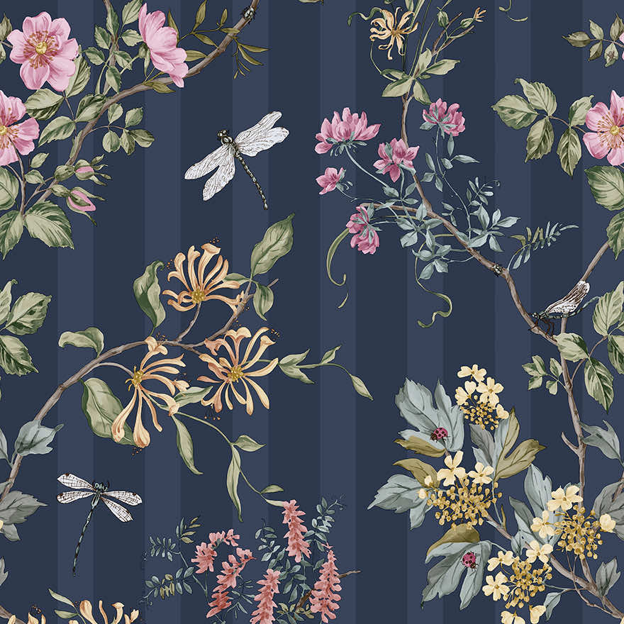 Camberley Wallpaper - Navy / Multi - Holden Décor - 91933 - Premier Wallcovering