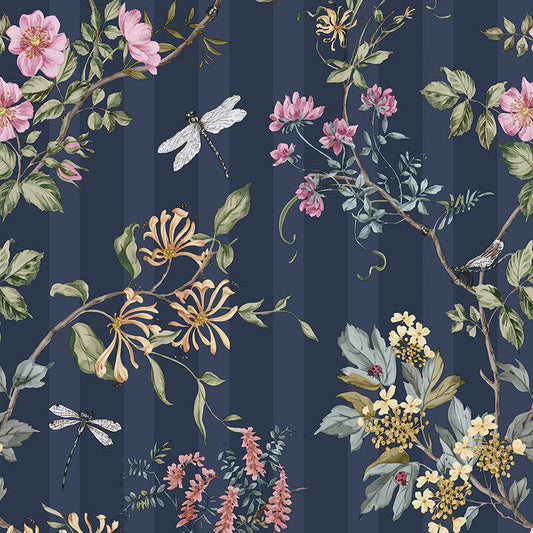 Camberley Wallpaper - Navy / Multi - Holden Décor - 91933 - Premier Wallcovering