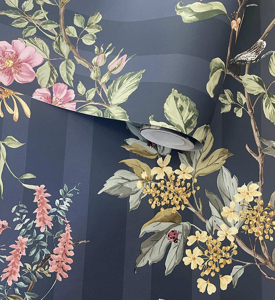 Camberley Wallpaper - Navy / Multi - Holden Décor - 91933 - Premier Wallcovering