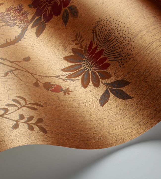 Camellia Wallpaper - Crimson on Metallic Gold - 115/8027 - Cole & Son - Premier Wallcovering