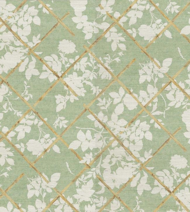 Cameo Trellis Grasscloth Wallpaper - Green - Madeaux - W1200 - 02 - Premier Wallcovering
