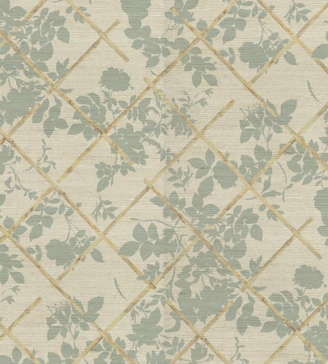 Cameo Trellis Grasscloth Wallpaper - Ocean - Madeaux - W1200 - 01 - Premier Wallcovering