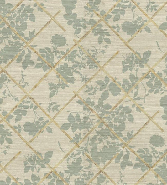 Cameo Trellis Grasscloth Wallpaper - Ocean - Madeaux - W1200 - 01 - Premier Wallcovering