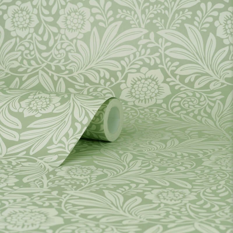 Camille Classical Floral Wallpaper - Sage - Crown - M1744 - Premier Wallcovering
