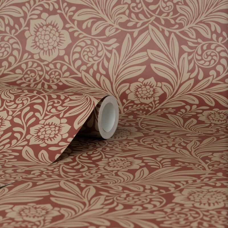 Camille Classical Floral Wallpaper - Red - Crown - M1746 - Premier Wallcovering