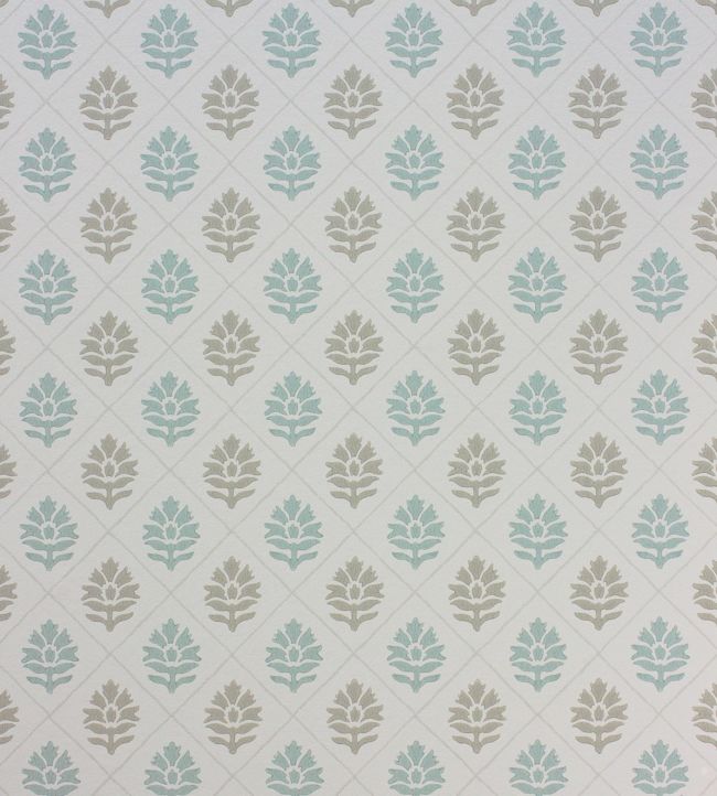 Camille Wallpaper - Aqua/Beige - Nina Campbell - NCW4303 - 03 - Premier Wallcovering