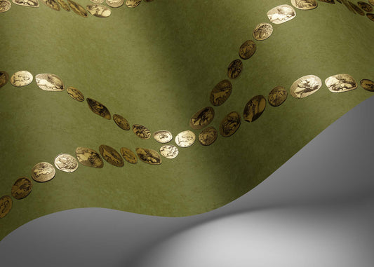 Cammei Wallpaper - Antique Gold on Olive - 123/4016 - Cole & Son - Premier Wallcovering