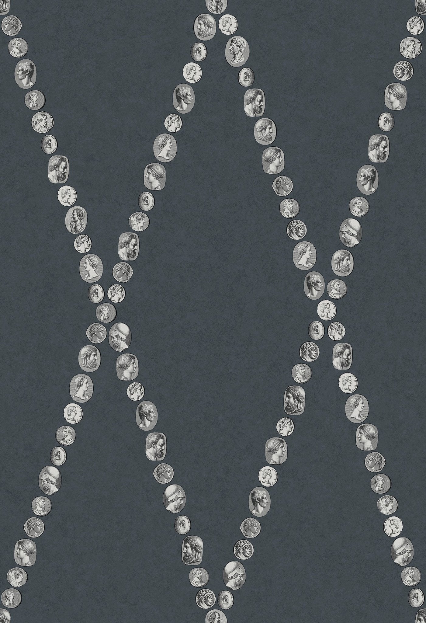 Cammei Wallpaper - Silver on Ink - 123/4017 - Cole & Son - Premier Wallcovering