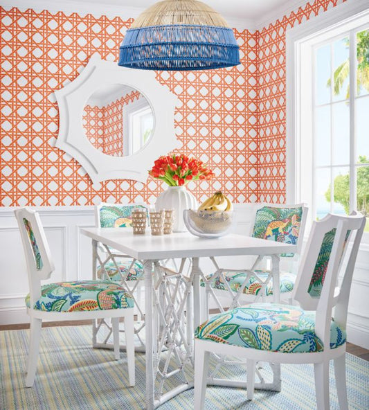 Canary Trellis Wallpaper - Light Blue - Thibaut - T15815 - Premier Wallcovering
