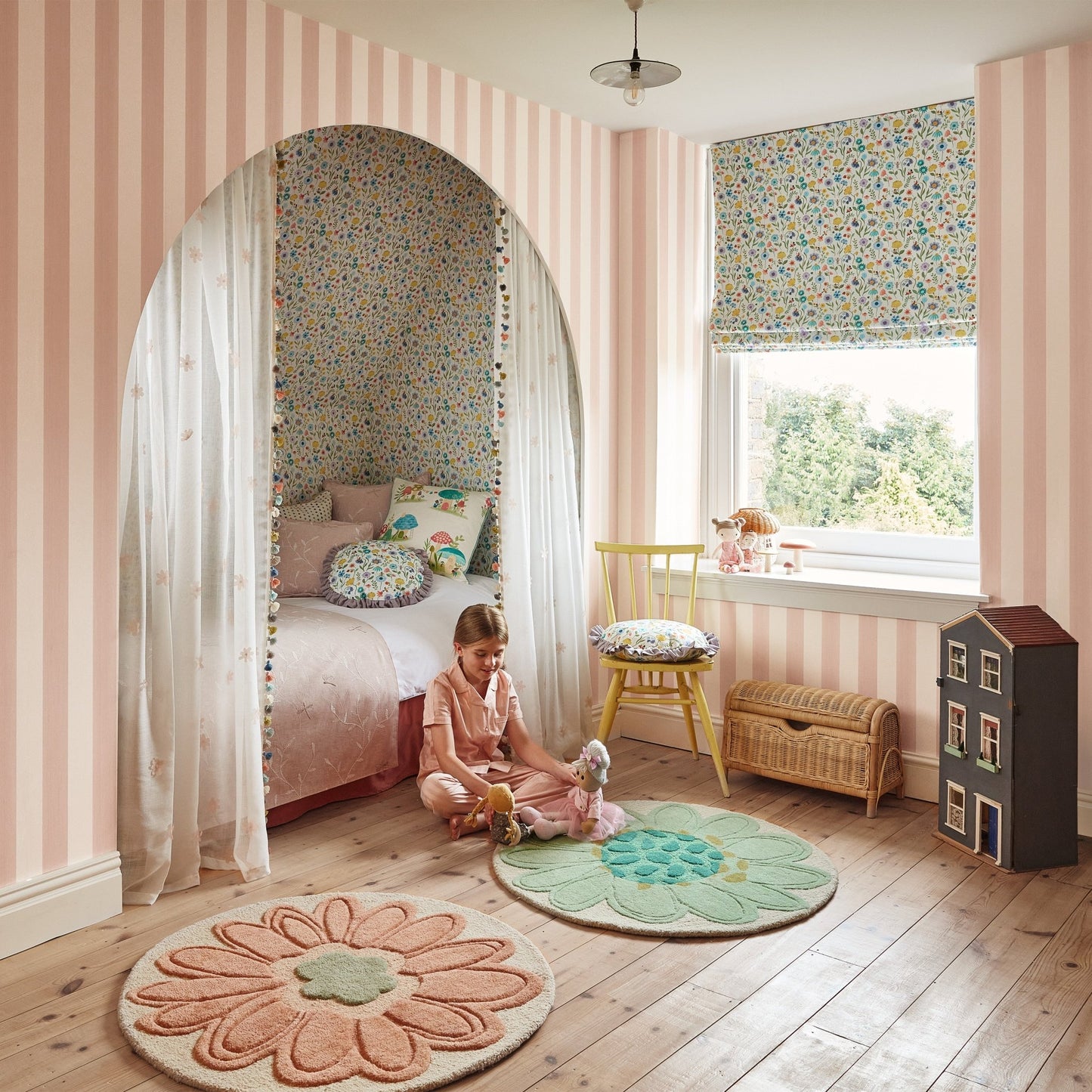 Candy Stripe Wallpaper - Blush - Villa Nova - W650/01 - Premier Wallcovering