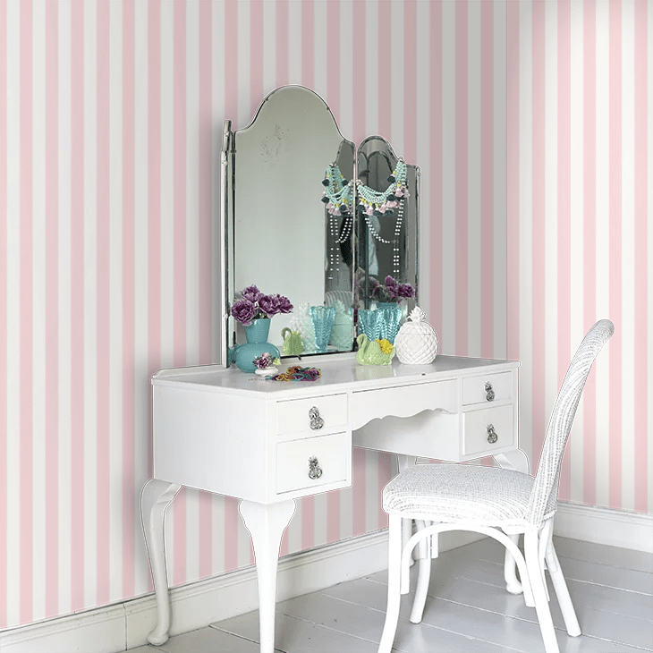 Candy Stripe Wallpaper - Rose - Ohpopsi - SIS50121W - Premier Wallcovering