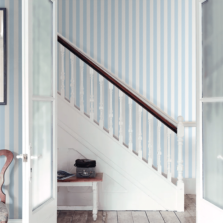Candy Stripe Wallpaper - Baby Blue - Ohpopsi - SIS50122W - Premier Wallcovering