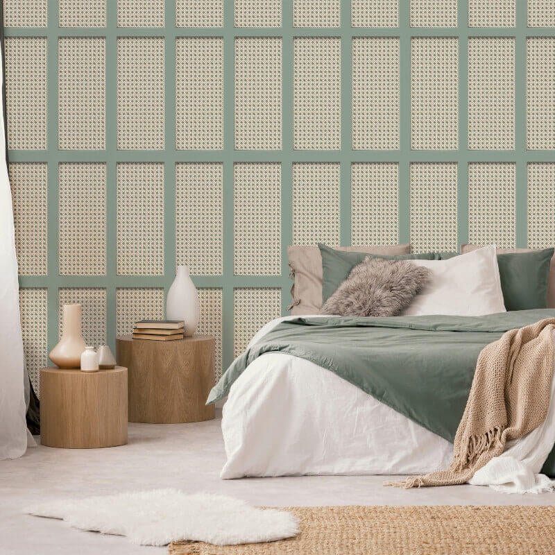 Cane Panel Wallpaper - Sage - Fine Décor - FD42999 - Premier Wallcovering