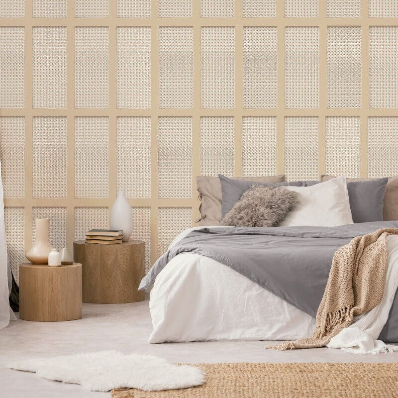 Cane Panel Wallpaper - Natural - Fine Décor - FD43000 - Premier Wallcovering