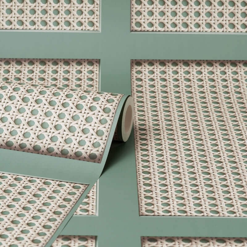 Cane Panel Wallpaper - Sage - Fine Décor - FD42999 - Premier Wallcovering
