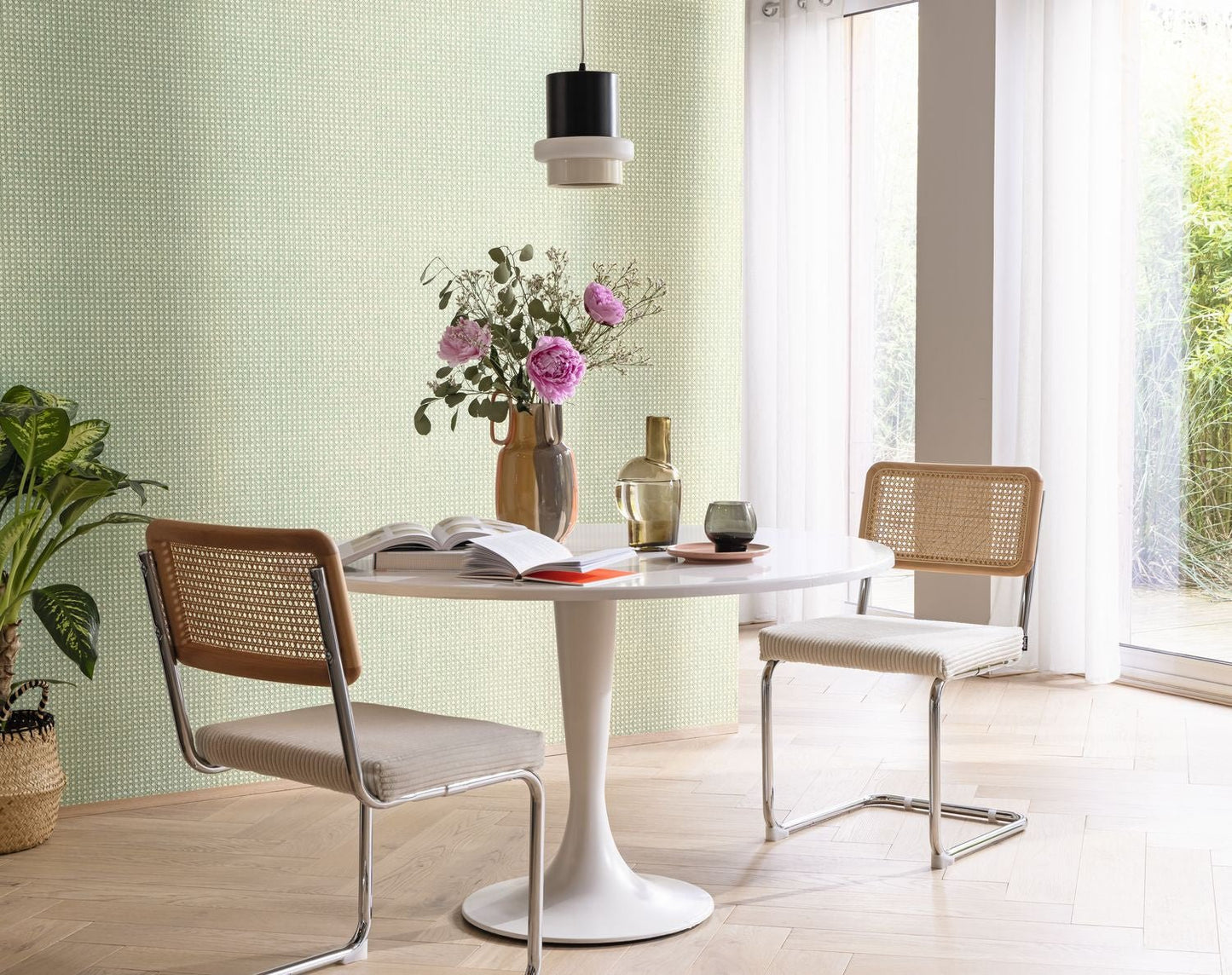 Cannage Wallpaper - Vert - Caselio - 106027050 - Premier Wallcovering