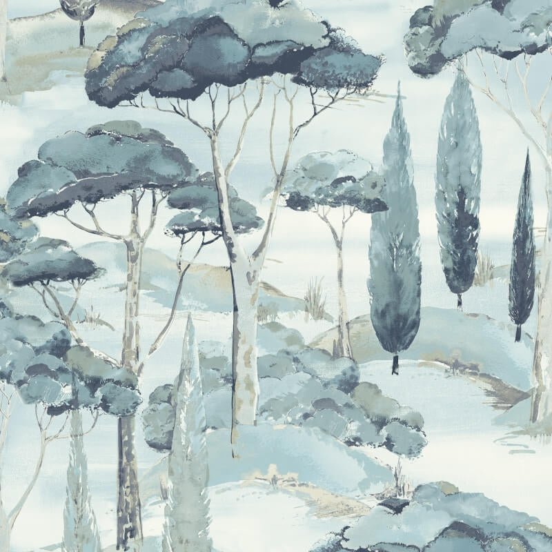 Canopy View Trees Wallpaper - Blue - Grandeco - A69203 - Premier Wallcovering