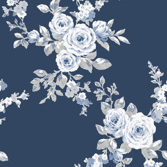 Canterbury Floral Wallpaper - Blue - Catherine Lansfield - 165505 - Premier Wallcovering