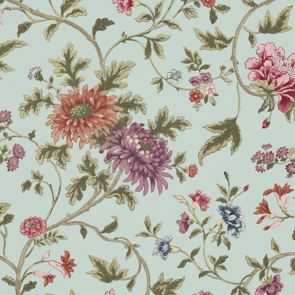 Canton Floral Wallpaper - Eau - Warner House - Premier Wallcovering