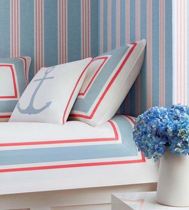 Canvas Stripe Wallpaper - Mineral - Thibaut - T13392 - Premier Wallcovering