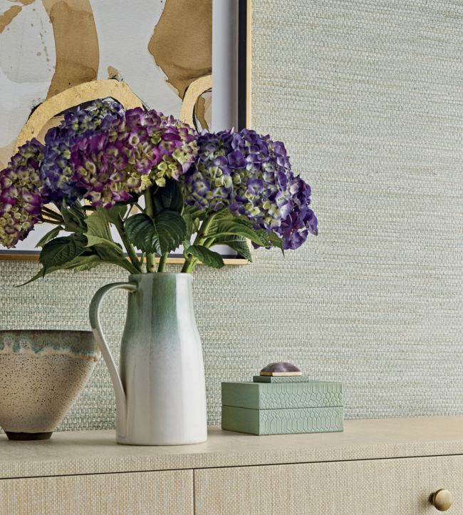 Cape May Weave Wallpaper - Pale Blue - Thibaut - T27004 - Premier Wallcovering