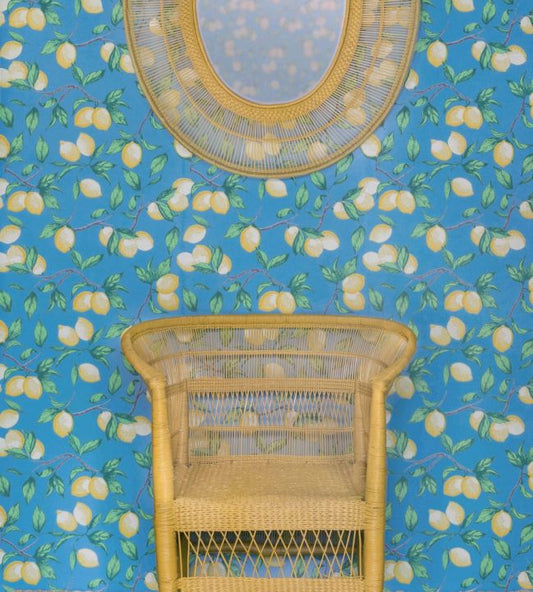 Capri Lemons Wallpaper - Azure Blue - BG2300101 - Barneby Gates - Premier Wallcovering