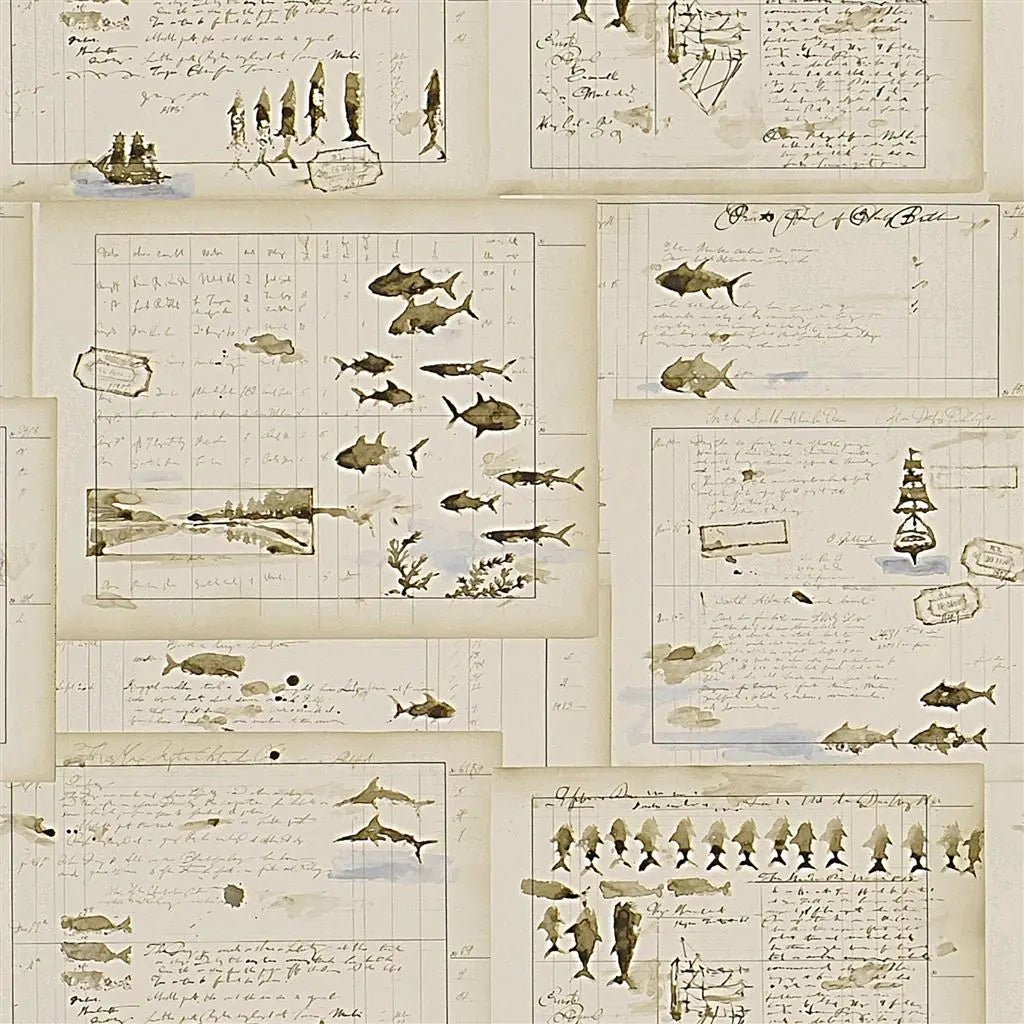 Captains Log Wallpaper - Parchment - Ralph Lauren - PRL5025/02 - Premier Wallcovering