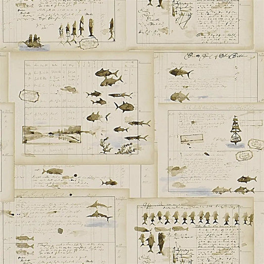 Captains Log Wallpaper - Parchment - Ralph Lauren - PRL5025/02 - Premier Wallcovering