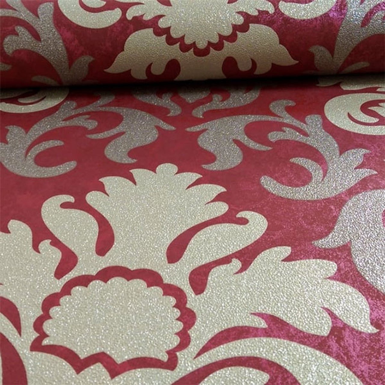 Carat Décor Damask Wallpaper - Red and Gold - P+S International - 13343 - 80 - Premier Wallcovering