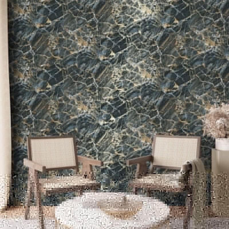 Carbon Onyx Marble Metallic Wallpaper - Navy - Crown - M1748 - Premier Wallcovering