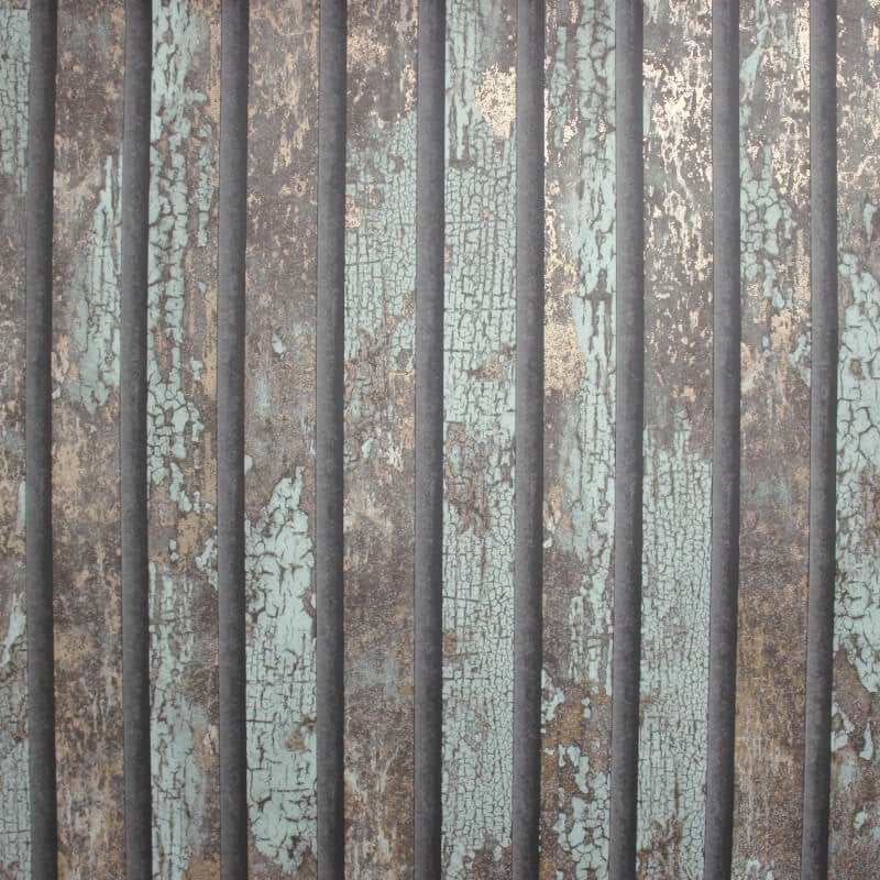 Carbon Oxidize Stripe Metallic Wallpaper - Teal - Crown - M1750 - Premier Wallcovering